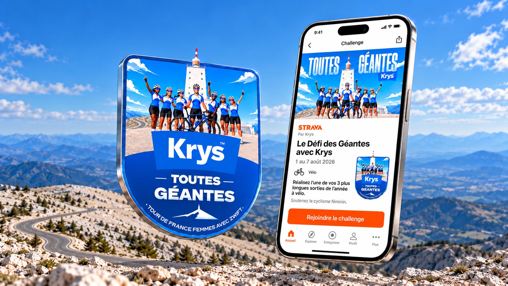 Badge Krys Toutes Géantes et challenge Strava au sommet du Mont Ventoux