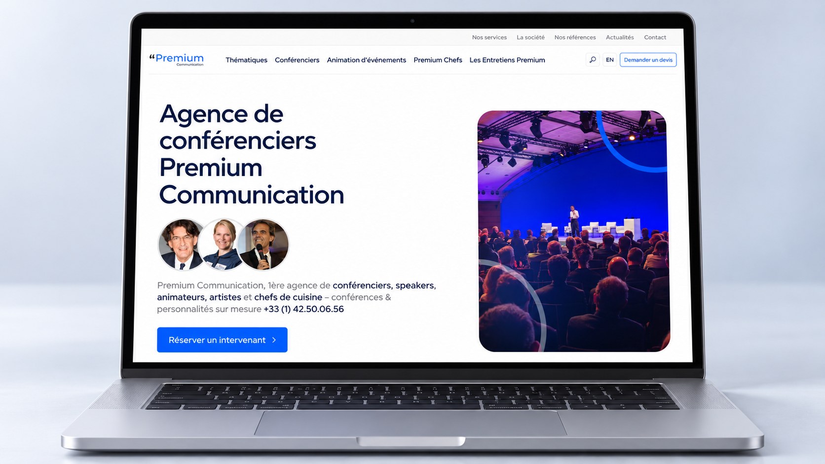 Site web Premium Communication sur ordinateur portable